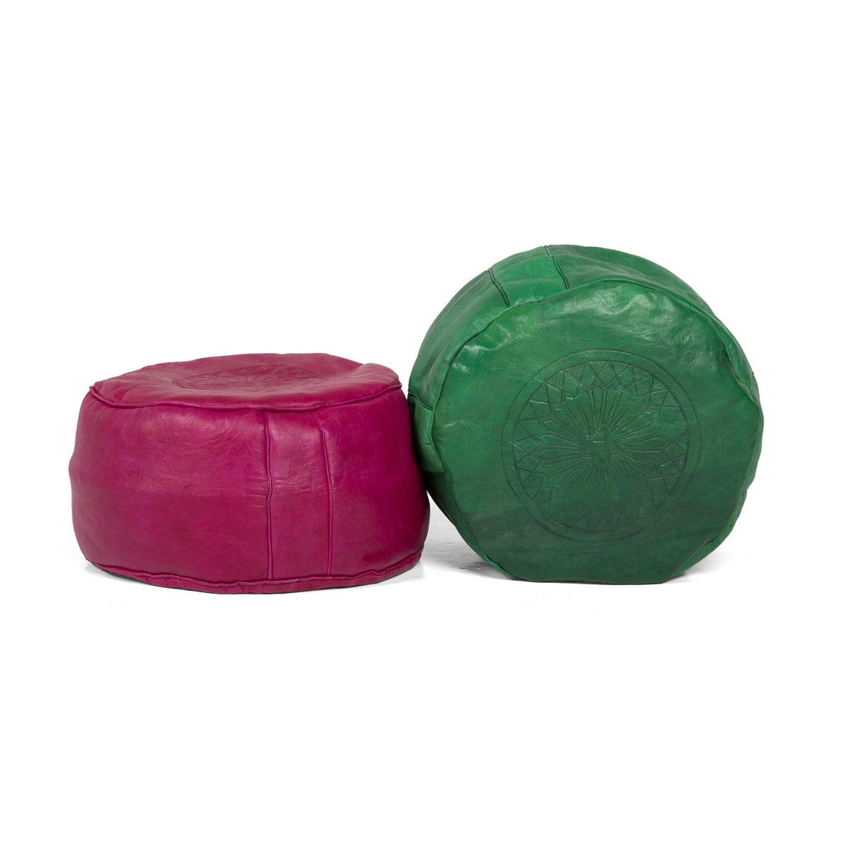 Puff árabe de cuero liso en varios colores