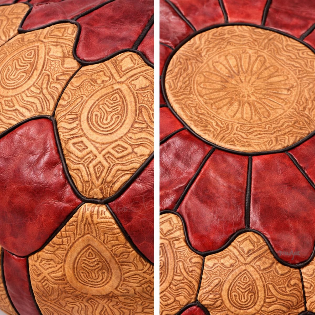 Puff árabe de piel camel SKOURA acabados