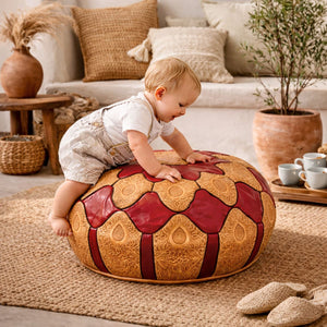 Puff árabe de piel camel SKOURA contexto