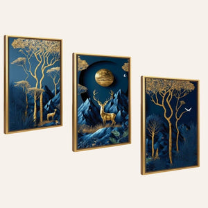 set cuadros ags14 naturaleza ciervos