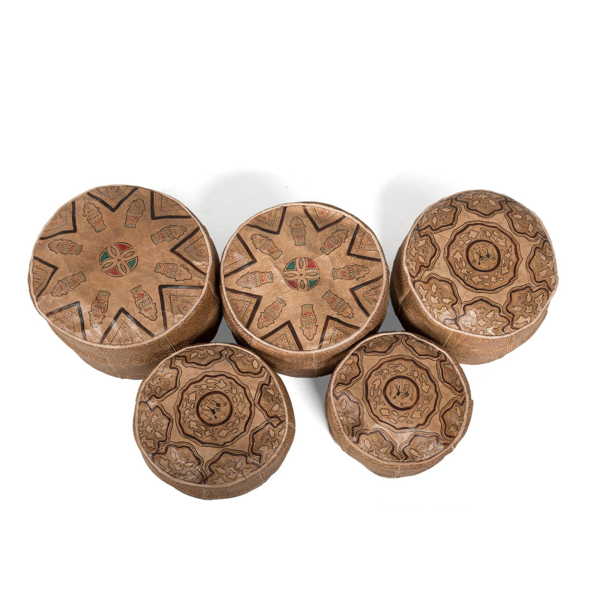 Set de 5 Puff árabe de piel estilo camello