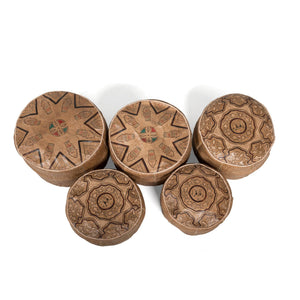 Set de 5 Puff árabe de piel estilo camello