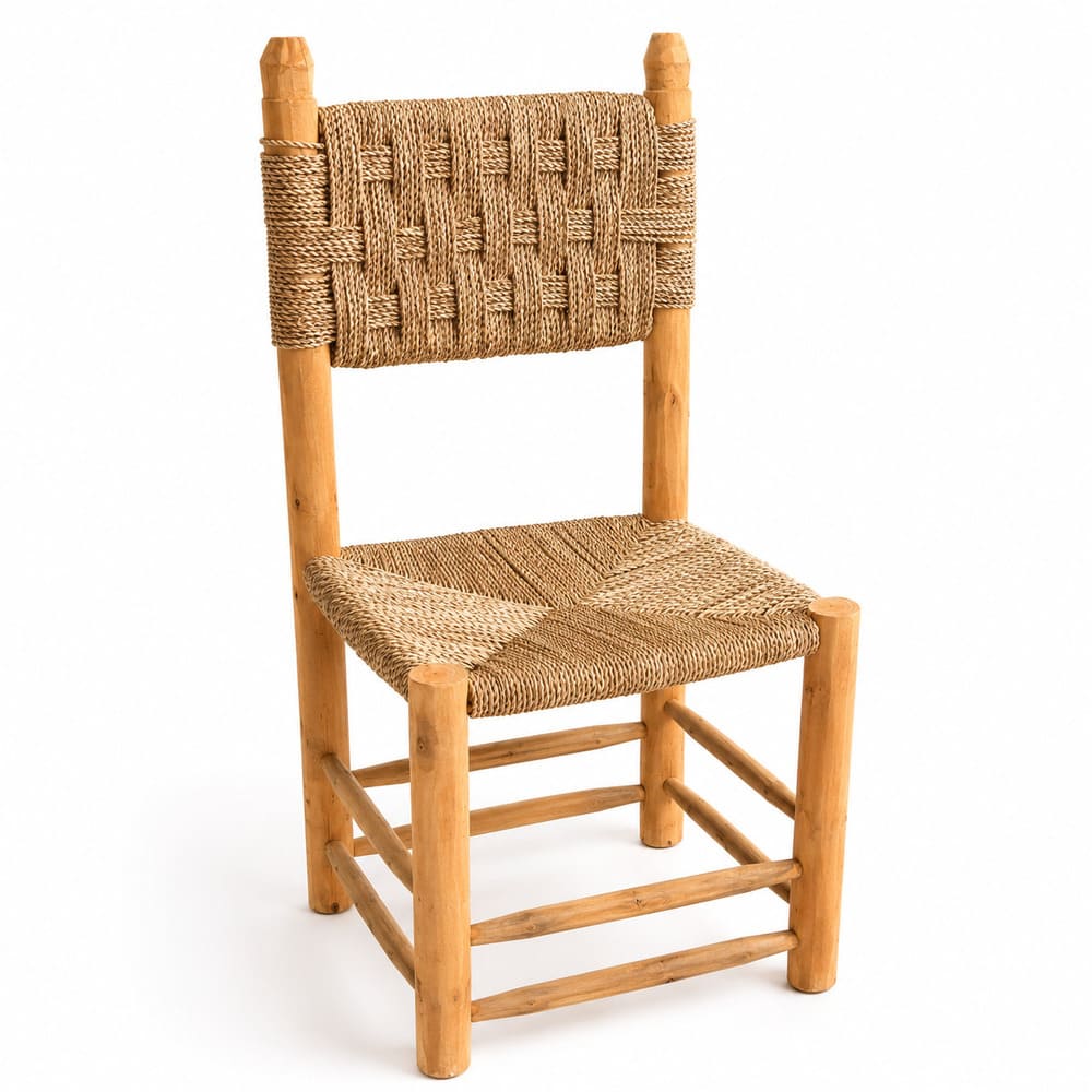 silla artesanal de madera y anea