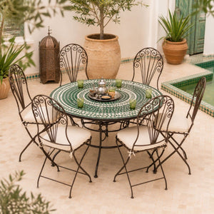 silla marroquí forja plegable cobre jardin