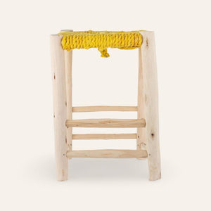 taburete marroquí madera amarillo
