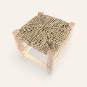 taburete marroquí madera esparto top