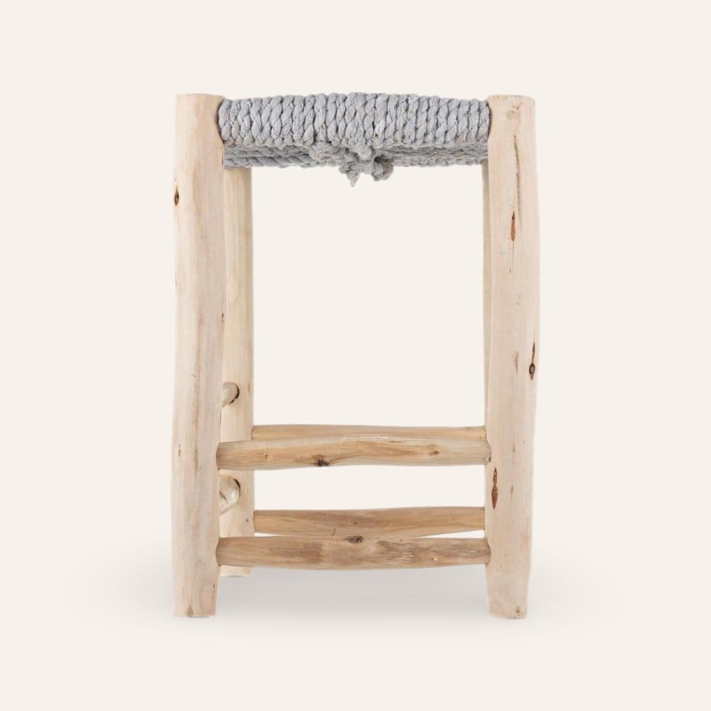 taburete marroquí madera gris