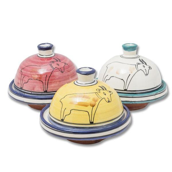 Tajín marroquí de cerámica dibujo cabra 3 colores